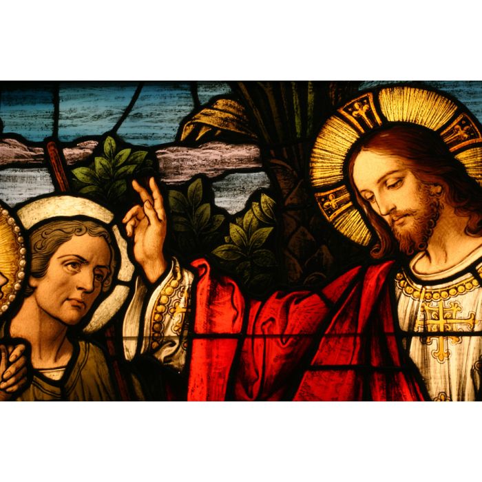 Stained Glass Showing Jesus Blessing A Man - ID # 10011374