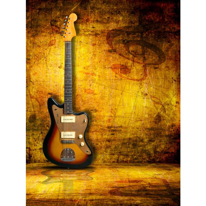 Electric Guitar On Grunge Dark Musical Background - ID # 17699499