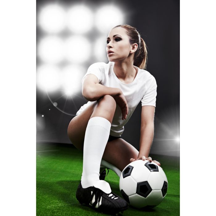 Yong Female Football Player On Stadium - ID # 20182631