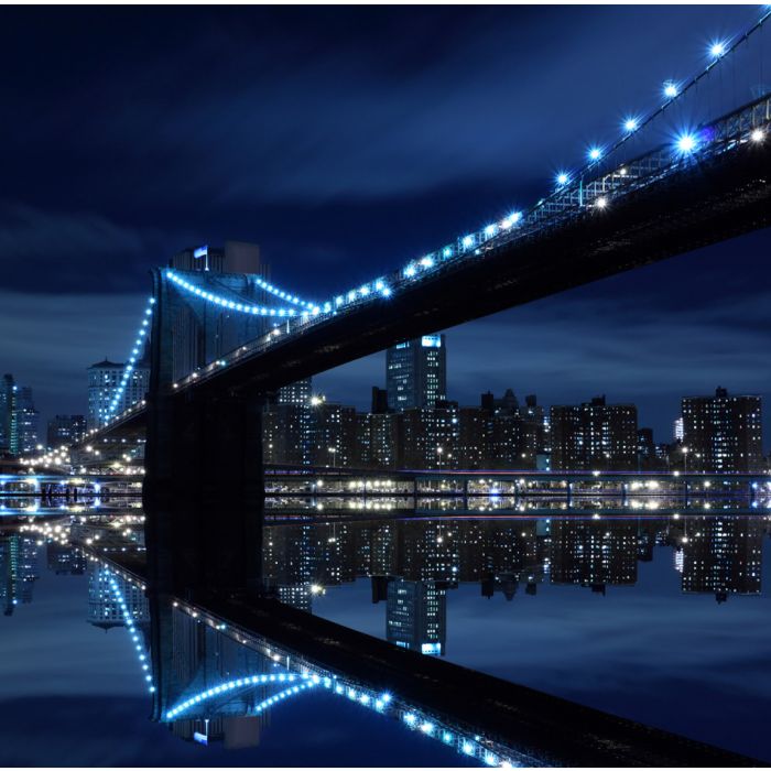 Brooklyn Bridge And Manhattan Skyline At Night - ID # 21277427