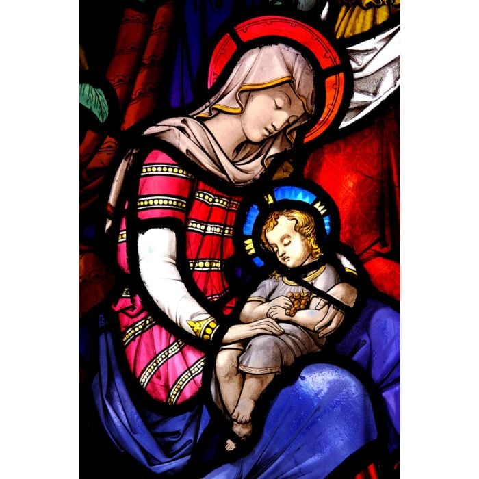 Stained Glass Window With Mary And Jesus - ID # 25262058