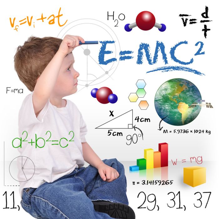 Young Math Science Boy Genius Writing - ID # 25774390