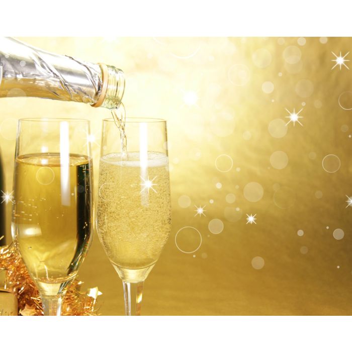 Champagne Glasses On Golden Background - ID # 26342186