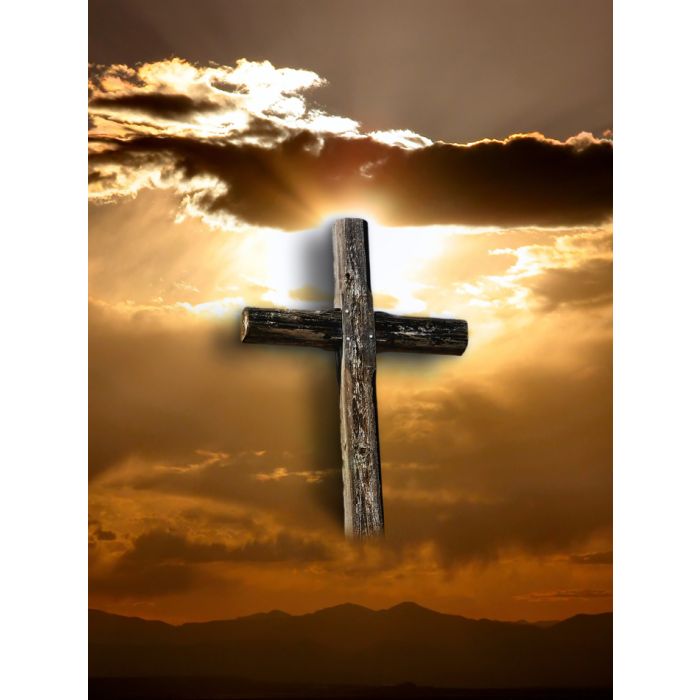 Rugged Cross With Sunshine - Clouds - And Mountains - ID # 2634257