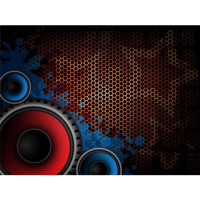 Red And Blue Speaker On Grunge Backdrop - ID # 29524855