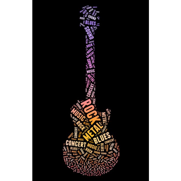 Tagcloud Guitar Silhouette Of Music Words - ID # 30725574