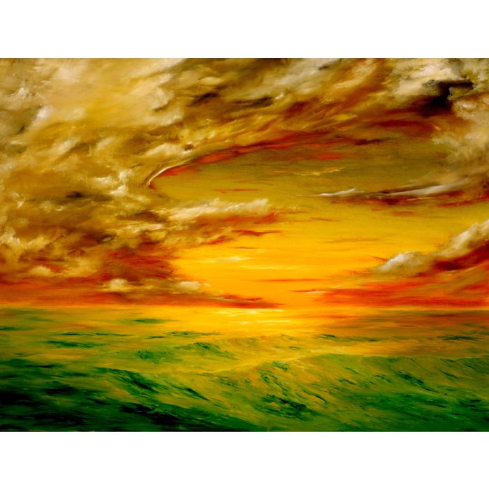 Oil Painting Of The Sunset Off The Coast Of California - ID # 4387022