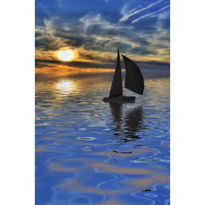 Sailboat Over The Blue Ocean - ID # 51833525