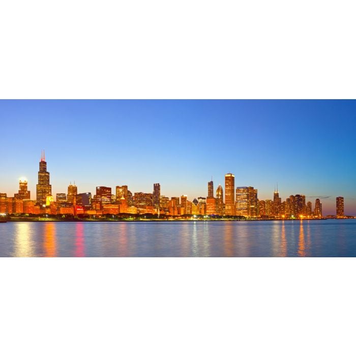 City Of Chicago Panorama Downtown Night Skyline - ID # 53174552