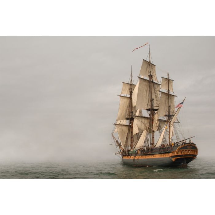 Vintage Frigate Sailing Into A Fog Bank - ID # 5401328