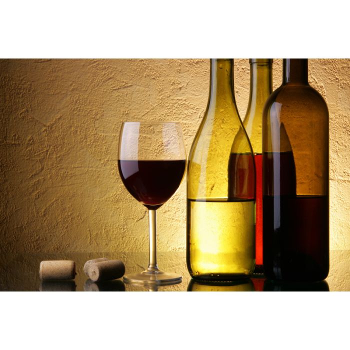 Three Wine Bottles And Glass - ID # 6224511