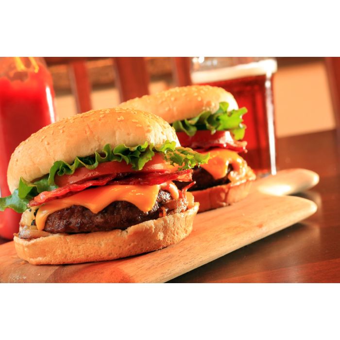 Juicy Bacon Cheeseburgers And Beer - ID # 8582407