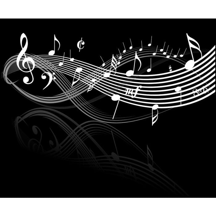 Music Theme White Notes On Black Background - ID # 9495937