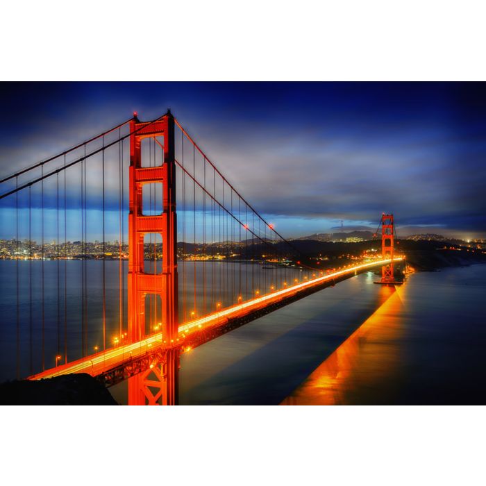 famous Golden Gate Bridge San Francisco at night 1 - ID # 124502575