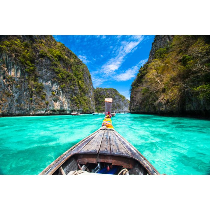 Traditional Wooden Boat In A Picture Perfect Tropical Bay - ID # 129916532