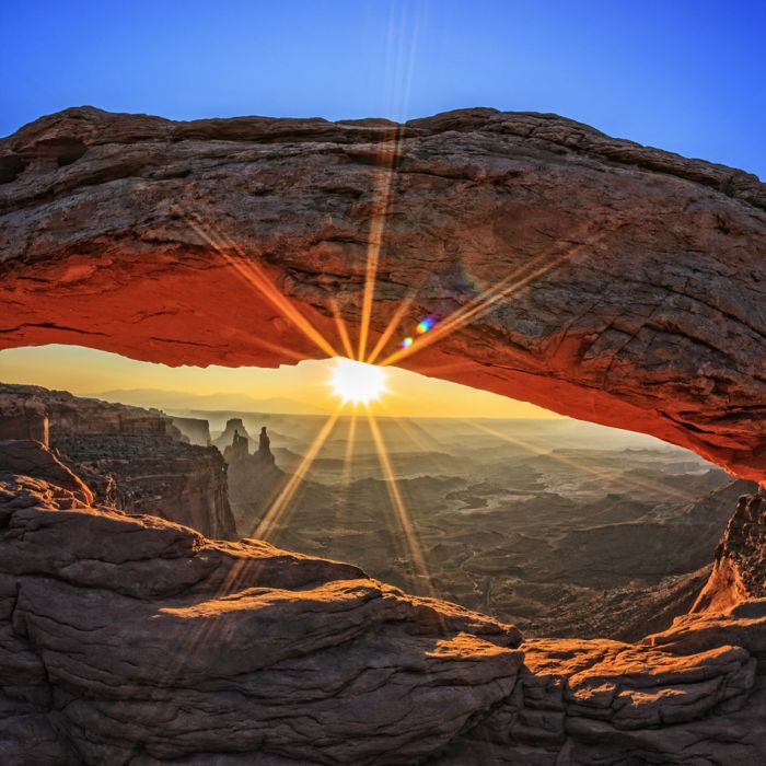 Famous sunrise at Mesa Arch in Canyonlands National Park Utah - ID # 139491152