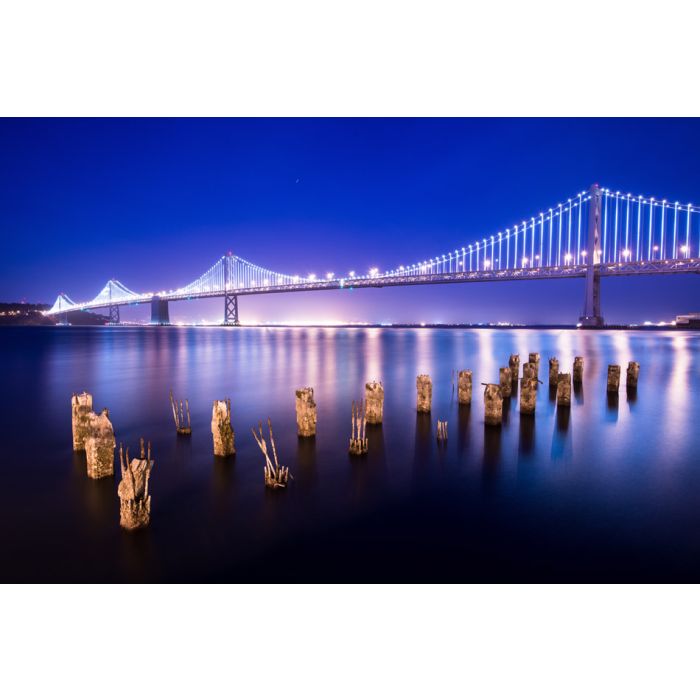 Bay Bridge between San Francisco and Treasure Island at night - ID # 145804934