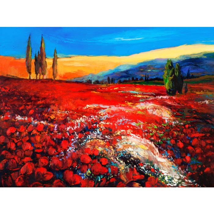 Original oil painting of Colorful Poppy field - ID # 156140783