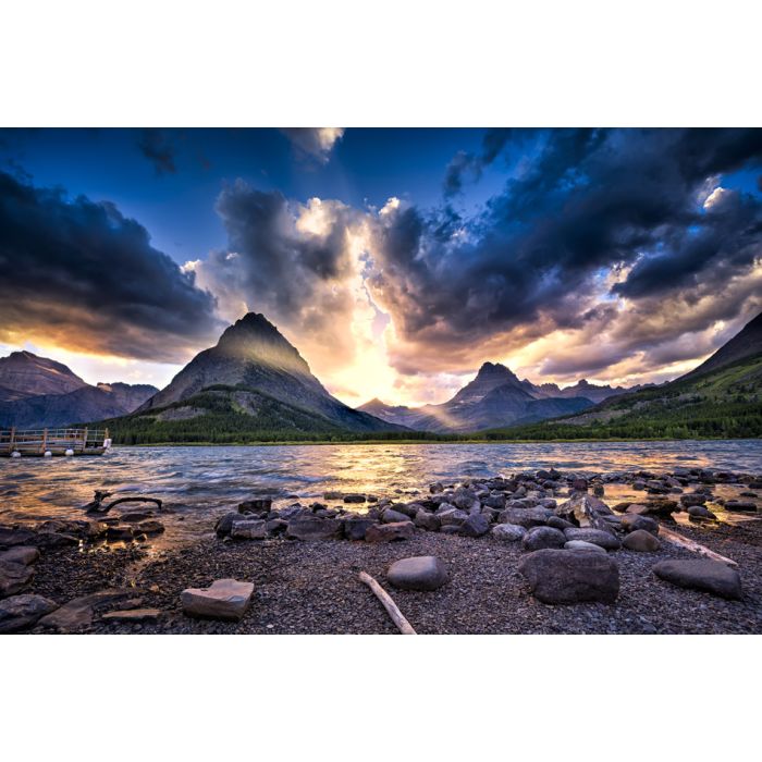 Colorful Sunset Over Swiftcurrent Lake In Glacier National Park Mt - ID # 168262589