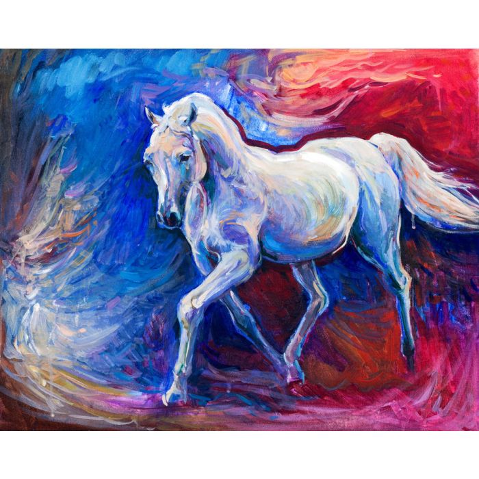 Original abstract oil painting of a beautiful blue horse - ID # 177711656