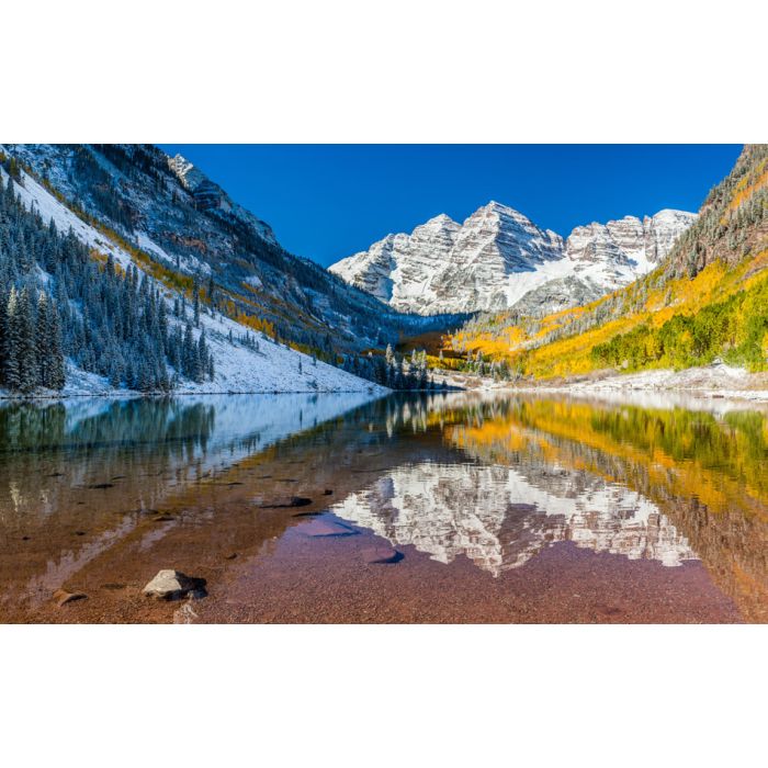 Panorama view of Maroon Bells national park in Falls Aspen C - ID # 179944424