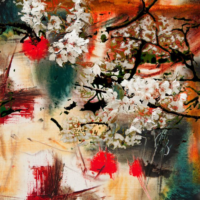 Spring motif abstract background oil painting and mixed media - ID # 187362956