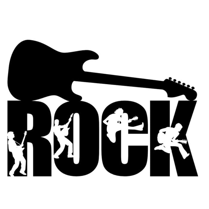 Rock Guitar Word With Guitar Silhouette - ID # 20026491