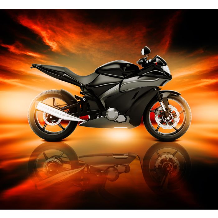 3D Image of Motorcycle with Skyline Horizon - ID # 201684743