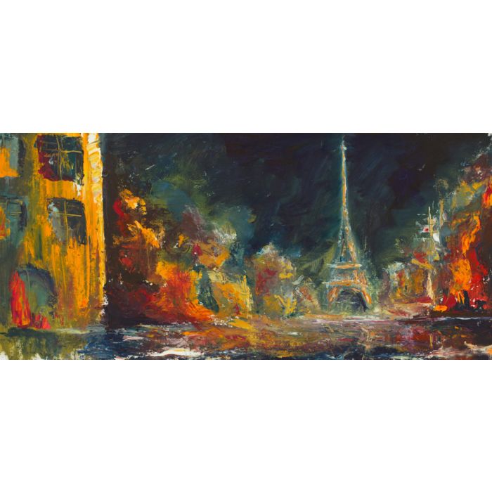 Abstract night paris Original oil old city beautiful night - ID # 208793458