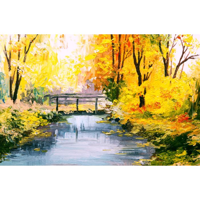 Oil painting landscape - colorful autumn forest - ID # 235732042