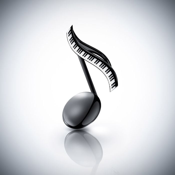 musical note with piano keys on a light background - ID # 236036506