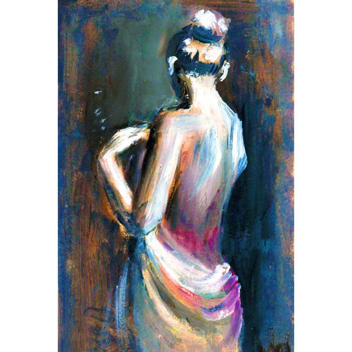 Expressive oil painting with woman figure illustration poster  - ID # 248434585