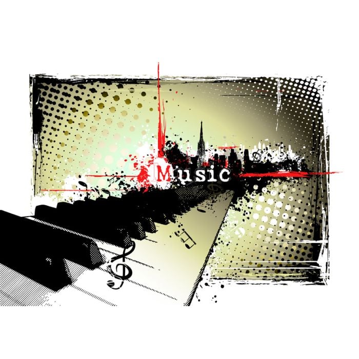 Abstract Design Piano Road Leading To Music City - ID # 29175402