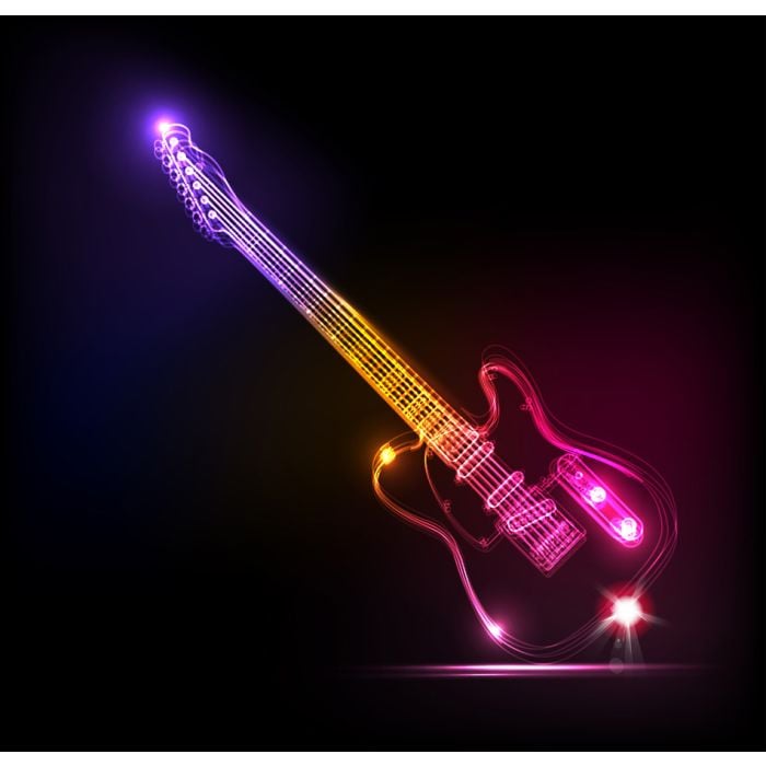 Vector Neon Guitar Grunge Music - ID # 35834245