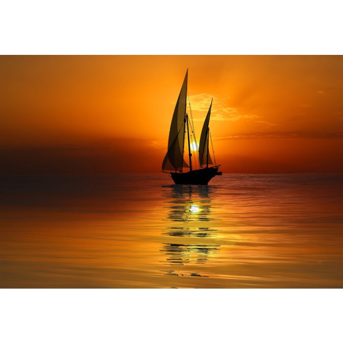 Yacht in the sea at sunset - ID # 67524598