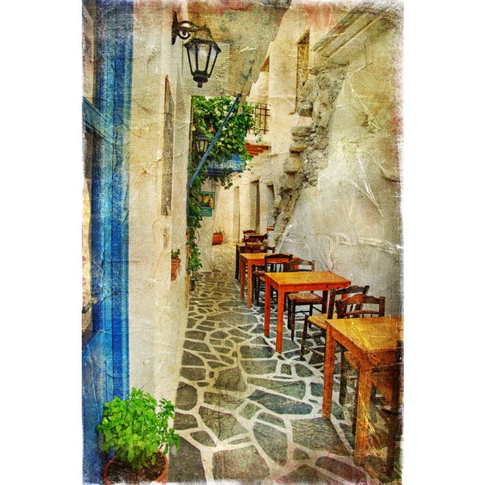 traditional greek tavernas - artwork in painting style - ID # 75036637