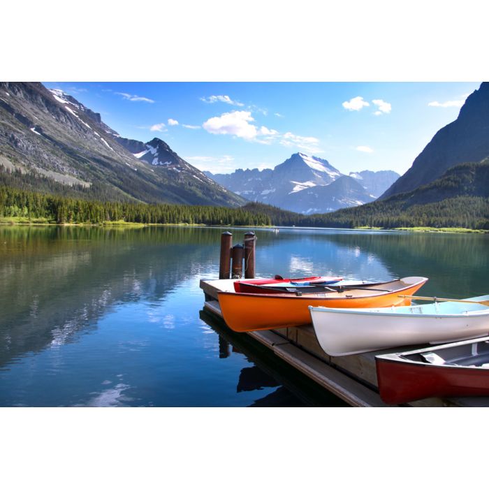 Canoes By Lake Mc Donald In Glacier National Park - ID # 96241247