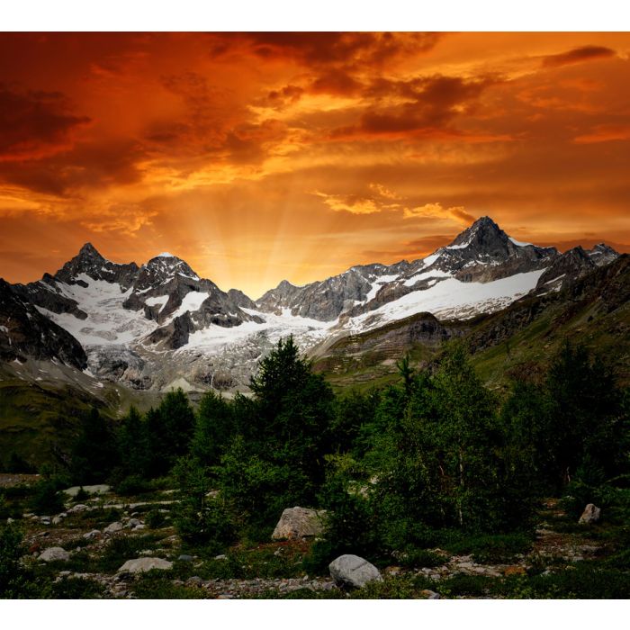 sunset on the Ober Gabelhorn - Swiss Alps - ID # 99397457