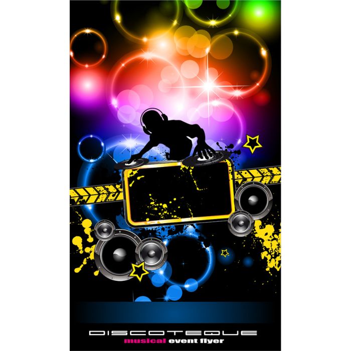 Discoteque Music Flyer With Attractive Rainbow - ID # V-30422528-V