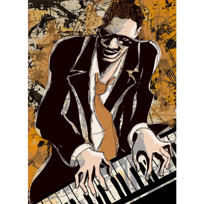 Illustration Of An Afro American Jazz Pianist - ID # V-59817421-V