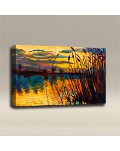 AcousticART Curated Abstract Art Collection #A3L1 Abstract Everglade Sunset - Size: 36" W x 24" H x 2" - Landscape