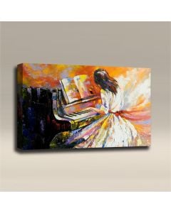 AcousticART Curated Abstract Art Collection #A3L2 Abstract Lady on a Piano - Size: 36" W x 24" H x 2" - Landscape