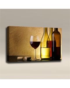 AcousticART Curated Abstract Art Collection #A3L3 Wines Bottles and Glass - Size: 36" W x 24" H x 2" - Landscape