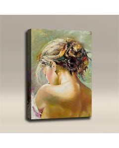 AcousticART Curated Abstract Art Collection #A3P3 Oil Painting: Woman Open Back Dress - Size: 36" L x 24" W x 2" - Portrait