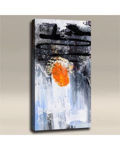 AcousticART Curated Abstract Art Collection #A4P2 Grungy Abstract Orange and Black - Size: 48" L x 24" W x 2" - Portrait