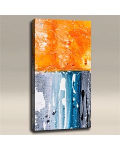 AcousticART Curated Abstract Art Collection #A4P3 Grungy Abstract Orange and Blues - Size: 48" L x 24" W x 2" - Portrait