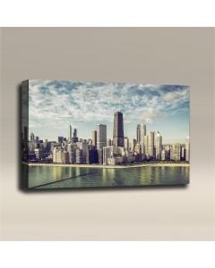 AcousticART Curated Cities Collection #C3L4 Downtown Chicago at Noon - Size: 36" W x 24" H x 2" - Landscape