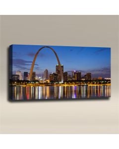 AcousticART Curated Cities Collection #C4L5 St. louis Arch and Skyline - Size: 48" W x 24" H x 2" - Landscape