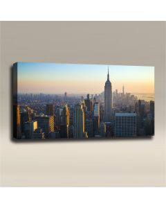 AcousticART Curated Cities Collection #C4L4 NYC sunset Empire State - Size: 48" W x 24" H x 2" - Landscape