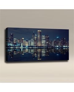 AcousticART Curated Cities Collection #C4L3 Chicago at Night - Size: 48" W x 24" H x 2" - Landscape